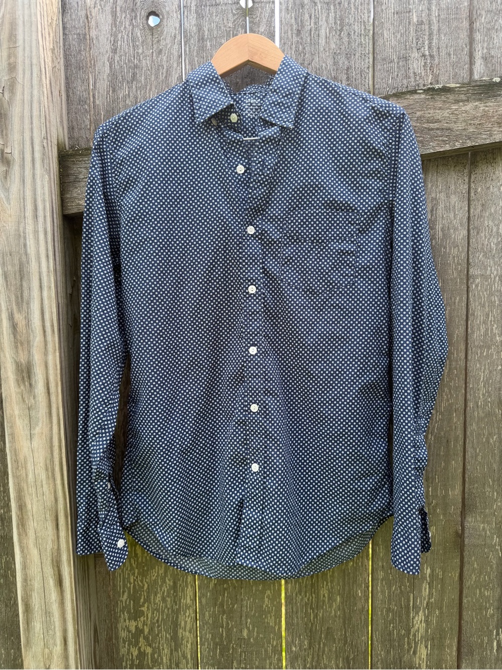 J. Crew Navy Blue Dot-Print Button-Down Shirt